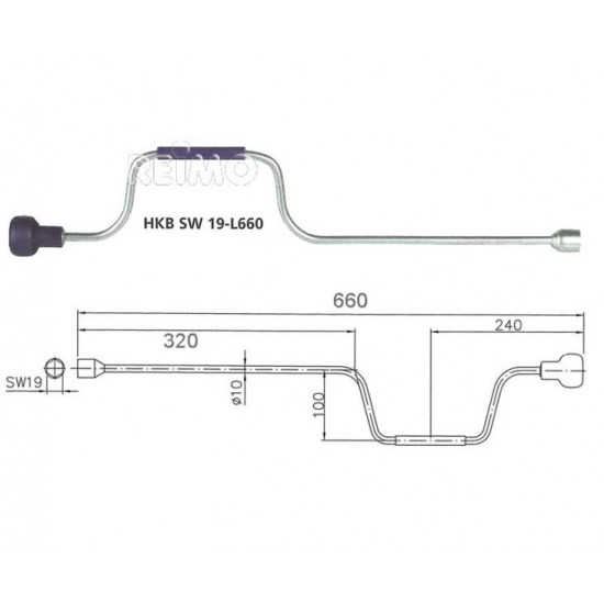 Hand crank L665mm 19mm