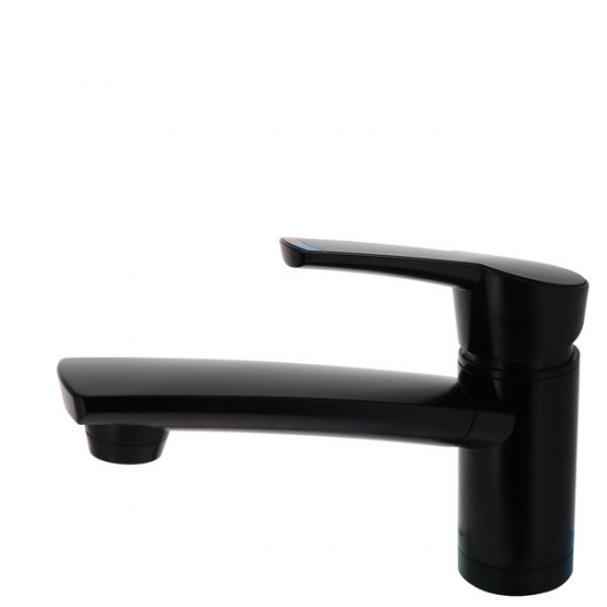 COMO automatic single-lever mixer, compact matte black, height 14 cm, spout 14 cm, NFL 350 mm 8/10 mm, fixing