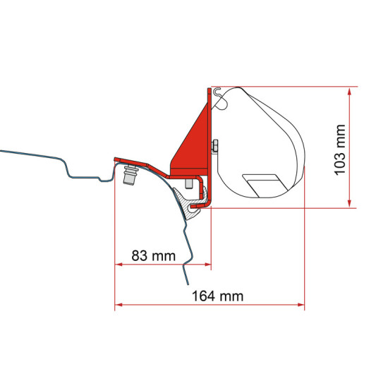 FIAMMA Awning adapter for F35 Pro VW T5/T6/T6.1 with Reimo Multirail, Special adapter for the REIMO Multirail, colour: black