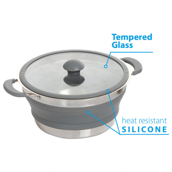 Volcano Collapsible Saucepan - 2.6 l - Grey