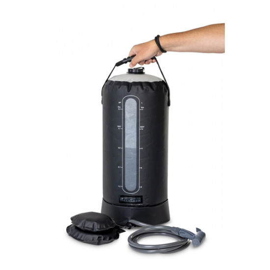 Camping shower with foot pump