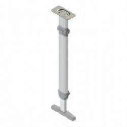 Folding table leg, foldable at the top with foot