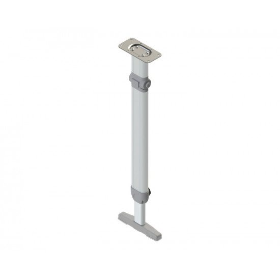 Folding table leg, foldable at the top with foot