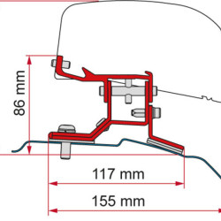 Fiamma awning adapter for Ford Custom L2 long wheelbase (also UK) F40van, Left and right hand drive, vehicle manufacturing year: 2012-