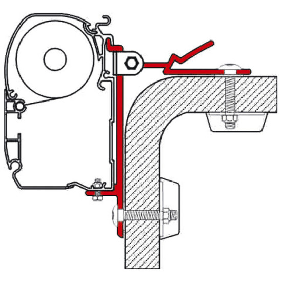 FIAMMA Adapter for F45i/F45iL/ZIP special mounting, C-Adapter, Width: 80 mm