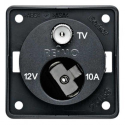 TV antenna socket with 12V socket, anthracite, loose