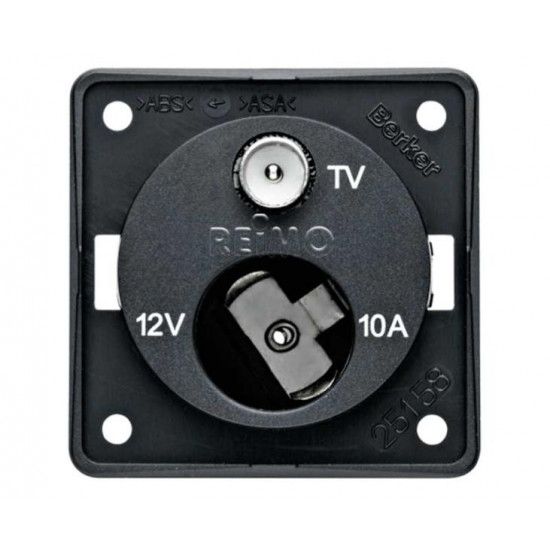 TV antenna socket with 12V socket, anthracite, loose