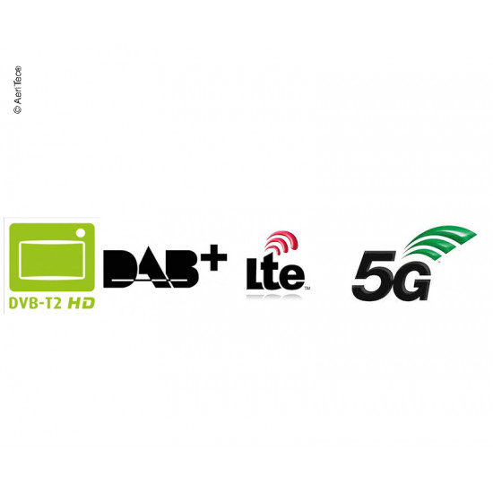 Universal antenna for DVB-T2/FM/DAB+/4G LTE and 5G high-speed internet