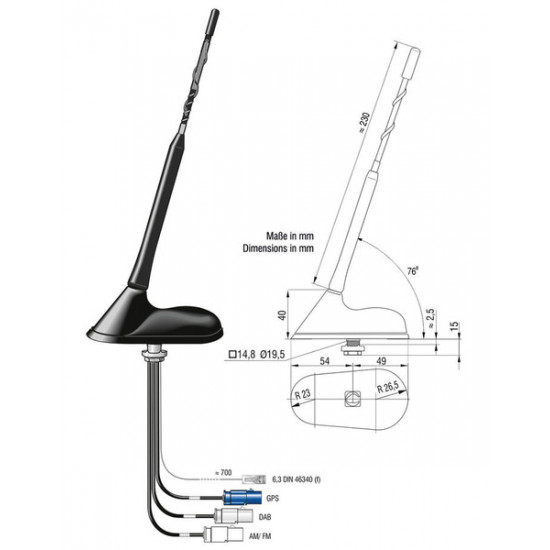 Roof antenna for vans.Met