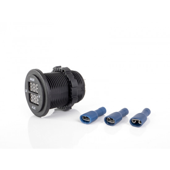 Dual LED Voltmeter (MAIN / AUX) for vehicle and on-board battery