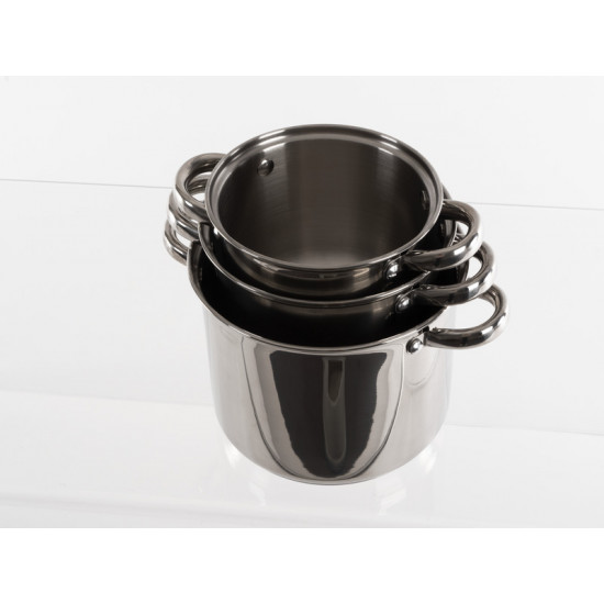 Camp4 stainless steel cookware set with glass lids - 6-piece