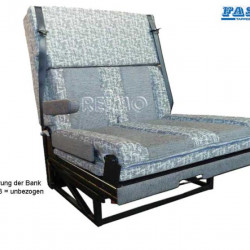 Seat/bed bench, one side armrest, 3-point seat belts, bed: 1700x1000mm
