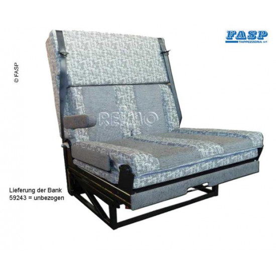 Seat/bed bench, one side armrest, 3-point seat belts, bed: 1700x1000mm