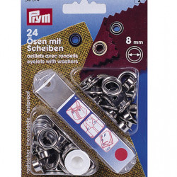 Eyelets and washers 8mm, 24 pcs.