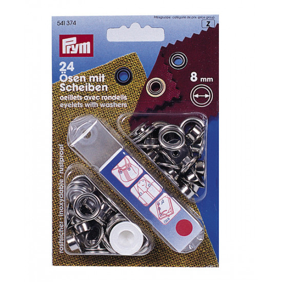 Eyelets and washers 8mm, 24 pcs.