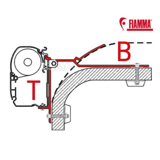 FIAMMA Adapter for F45i/F45iL/ZIP special mounting, B-Adapter, Width: 80 mm