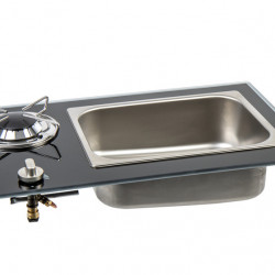 Vanstream hob and sink combination - 1-burner with safety glass