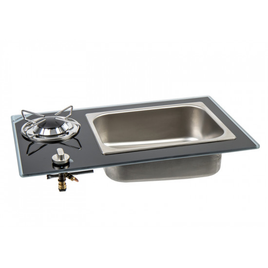Vanstream hob and sink combination - 1-burner with safety glass