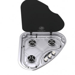 3-burner gas hob, 3 x 1.5 kW, control knobs on the left