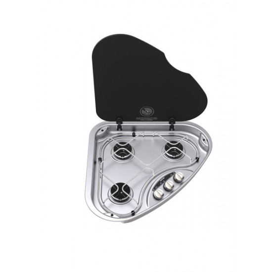 3-burner gas hob, 3 x 1.5 kW, control knobs on the left