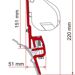 Fiamma Adapter for Reimo Multirail T4 or Brandrup rain gutter, Adapter for Fiamma F35/F45, vehicle type: vwt4, For width : 8 cm