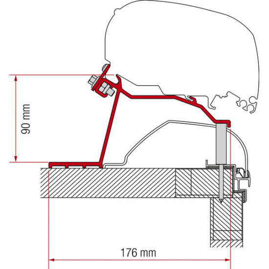 Adapter for Fiamma awnings F65L and F80S for Hobby caravans from 2014 onwards