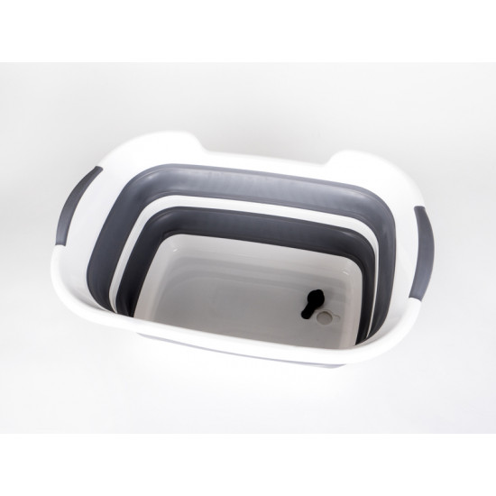 Foldable tub/basket with drain - Grey/White