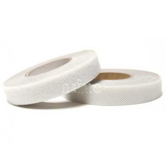 Self-adhesive hook and loop tape - White - 20 mm wide - 5 m