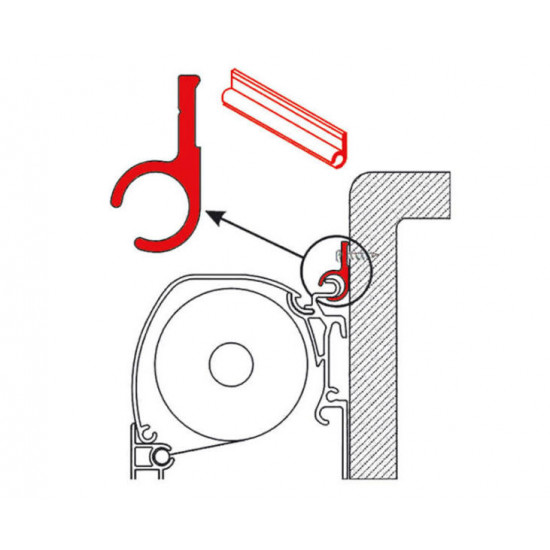 Aluminum keder rail with screw channel - 2.5 m