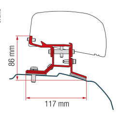 Fiamma adapter for Fiamma F40van for Ford Transit Custom short wheelbase UK version, Basin stainless steel