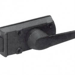 Caravan right-hand door lock, without cylinder and key, black/white