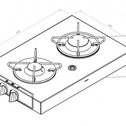 2-burner built-in gas hob