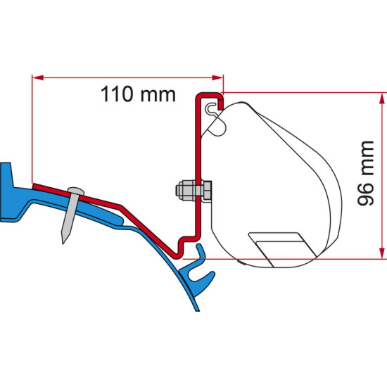 Fiamma Adapter for Ford Transit Custom / Capland / Capfun and Dreamer for F35PRO, black, 2 holders of 12cm