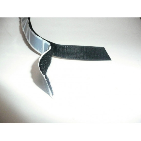 Self-adhesive hook and loop tape, 20mm wide, black, 5m length
