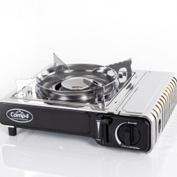 Camp4 Gas Cartridge Stove with Ignition Safety Device GOURMET, Stainless Steel