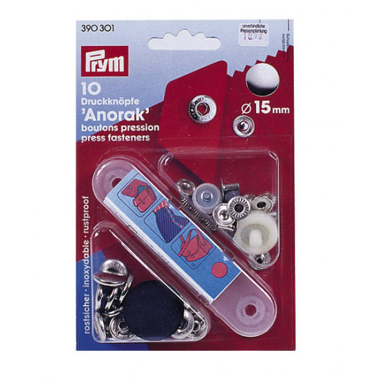Snap fasteners 15 mm, 10 pieces, for anorak