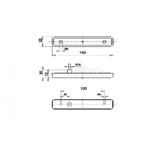 LED side marker light, 12V 0.6W, yellow, 250 mm cable, IP67