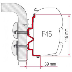 FIAMMA F.Adapter Kit HymerCamp, Brackets for Fiamma F45 + F70, 3 holders of 12 cm