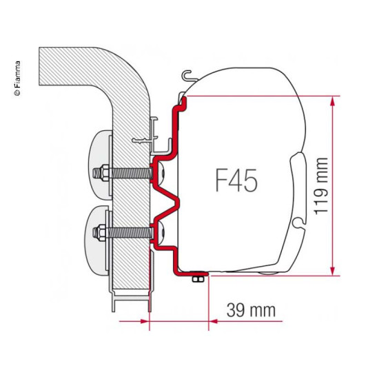 FIAMMA F.Adapter Kit HymerCamp, Brackets for Fiamma F45 + F70, 3 holders of 12 cm
