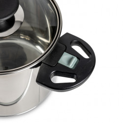 Camp4 Stainless Steel Cookware Set, 6-Piece - With Folding Handles and Glass Lids