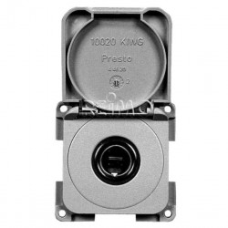12V flush-mounted socket with cover, color: grey (loose)