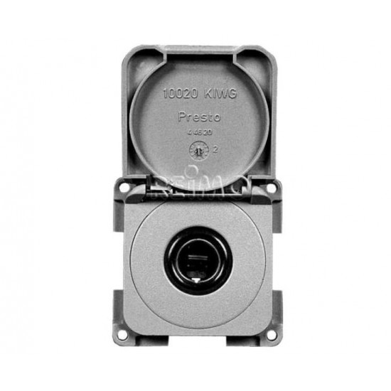12V flush-mounted socket with cover, color: grey (loose)