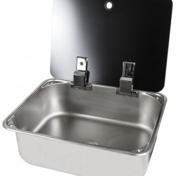 Stainless steel sink with glass cover