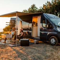 W 3400 x Abstract 2500mm FIAMMA Roof awning F80s, For vans and motorhomes, Housing colour: Black, Cloth colour: Royal Grey