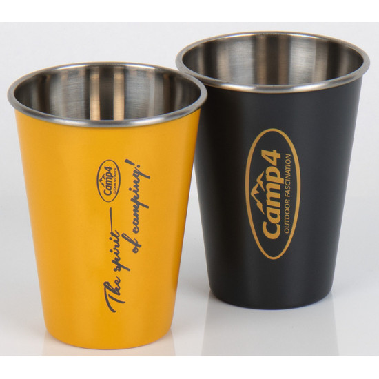 Camp4 Harmony stainless steel mugs in a set of 2 - Yellow & Anthracite