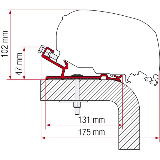 L 600cm FIAMMA Awning adapter F80 for Hymer