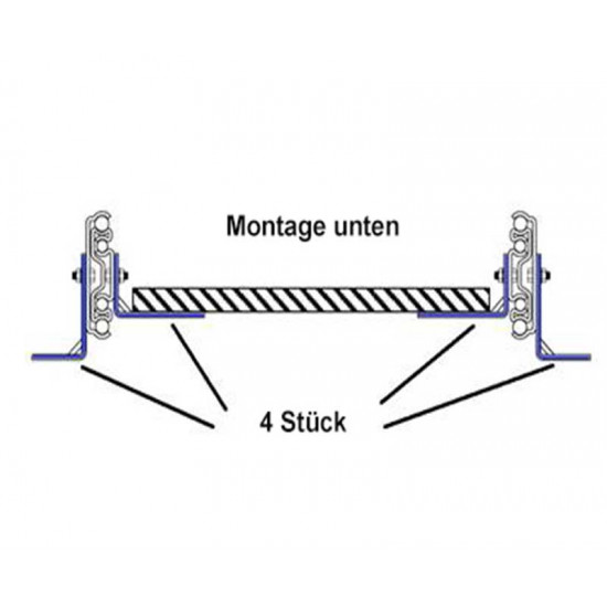 Mounting bracket for full extension, length: 711 mm, 2x L-brackets