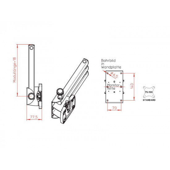 SKY 10N TV mount, 2-arm - 780 mm
