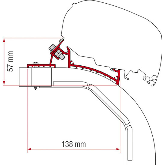 FIAMMA Adapter awning F65L and F80S Arca Mobilvetta, K-Yacht