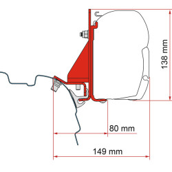 Fiamma Awning adapters F45 and F43van for T5/T6, For Brandrup gutter, Length : 12 cm, colour: black, vehicle manufacturing year: 2003-